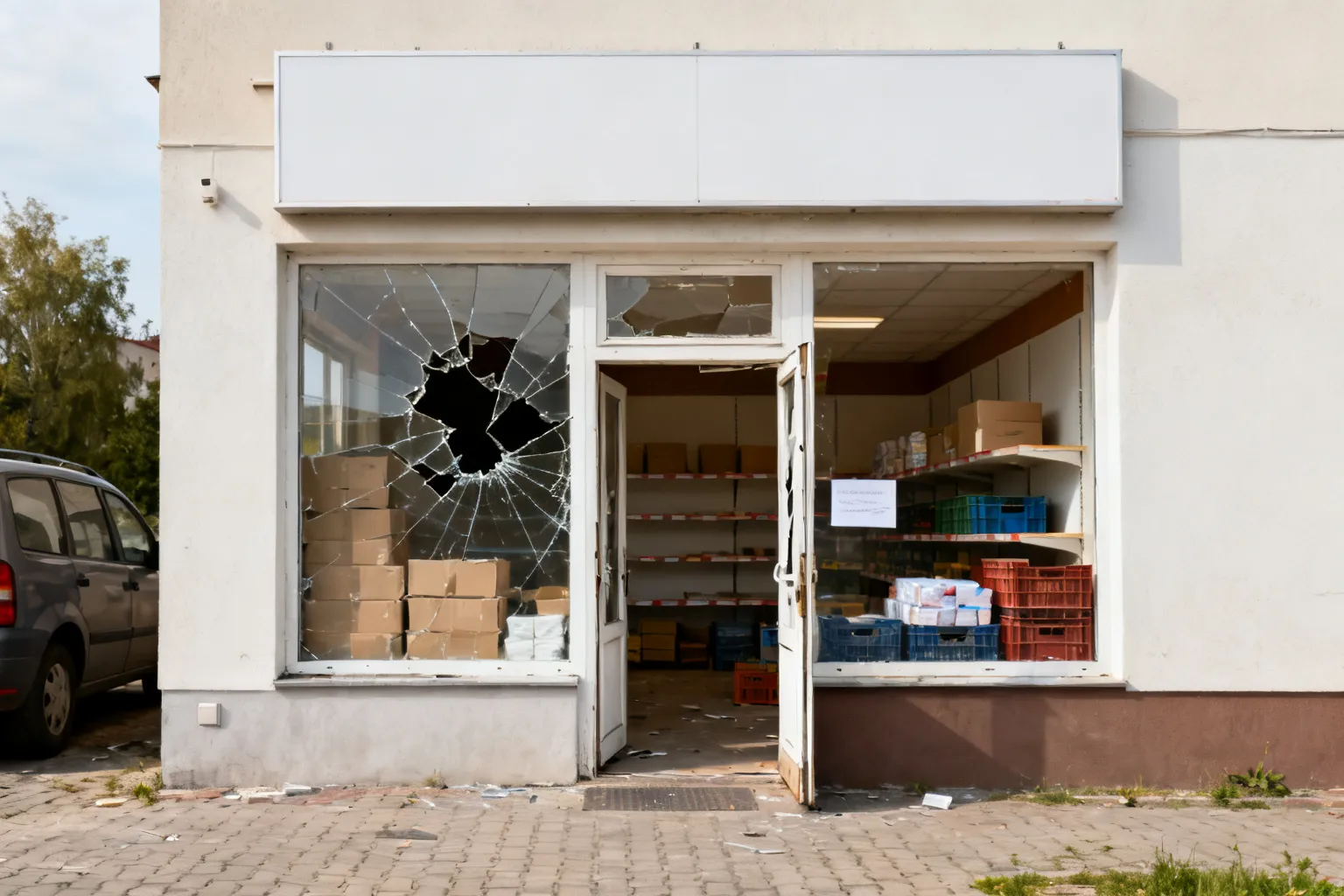 Włamanie do sklepu w Pabianicach — papierosy i alkohol skradzione