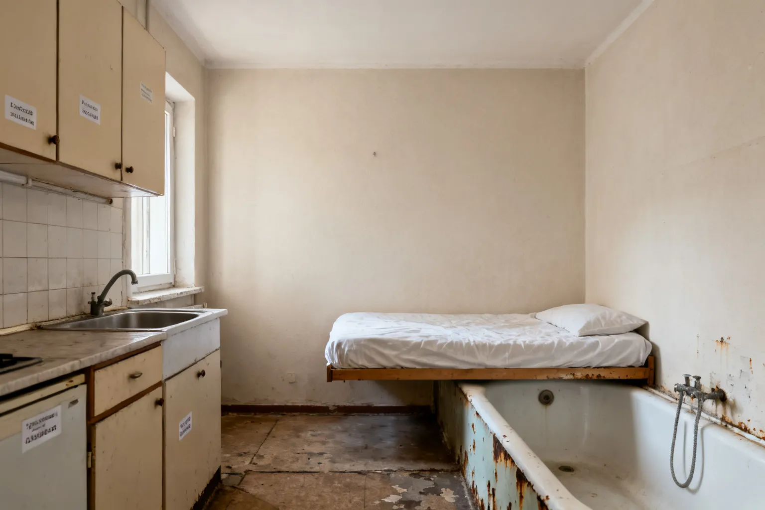 Najgorsze mieszkania na wynajem w Łodzi – sedes w kuchni i łóżko nad wanną