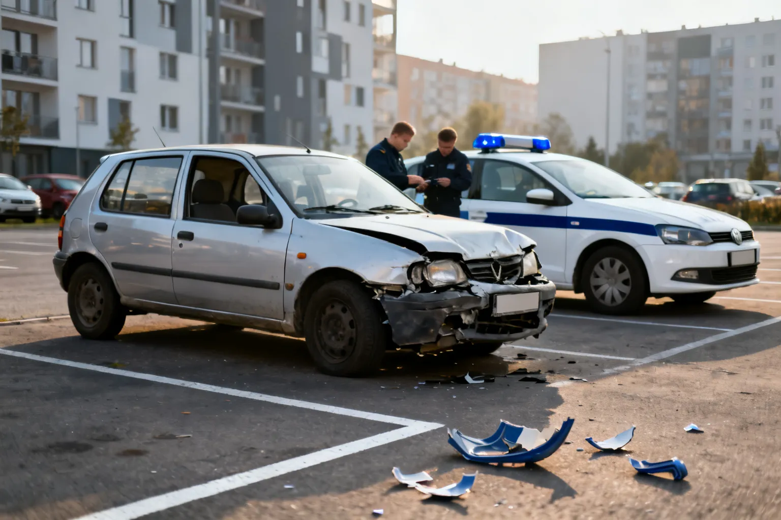 Nietrzeźwy kierowca zatrzymany po kolizji na parkingu w Łodzi