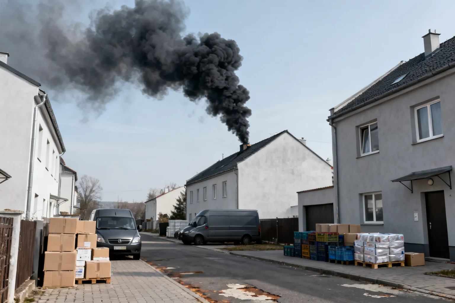 Pożar dachu na Widzewie w Łodzi — nad dzielnicą uniosła się czarna chmura dymu