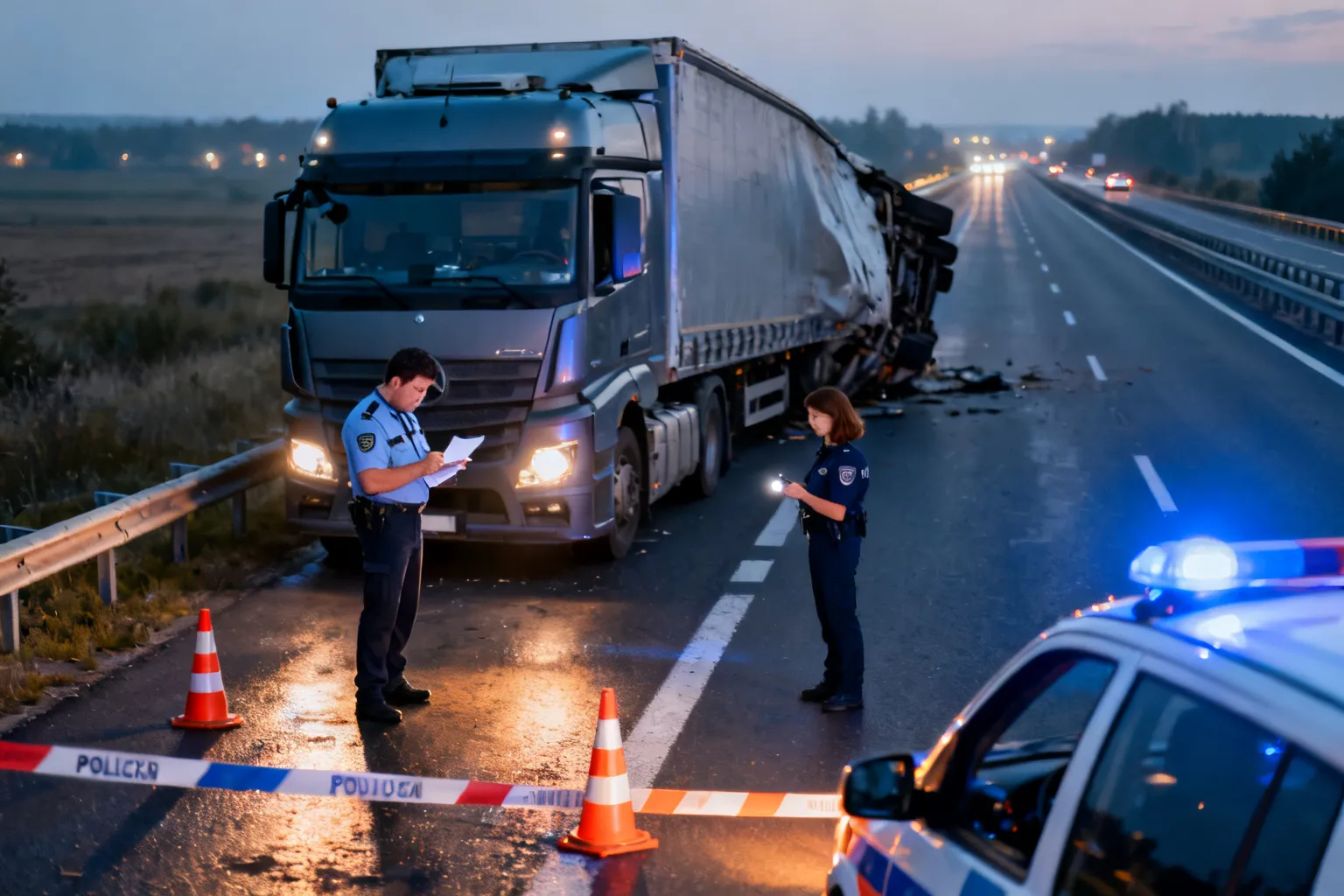Ciężarówka jechała pod prąd A1 Radomsko — policja wyjaśnia okoliczności
