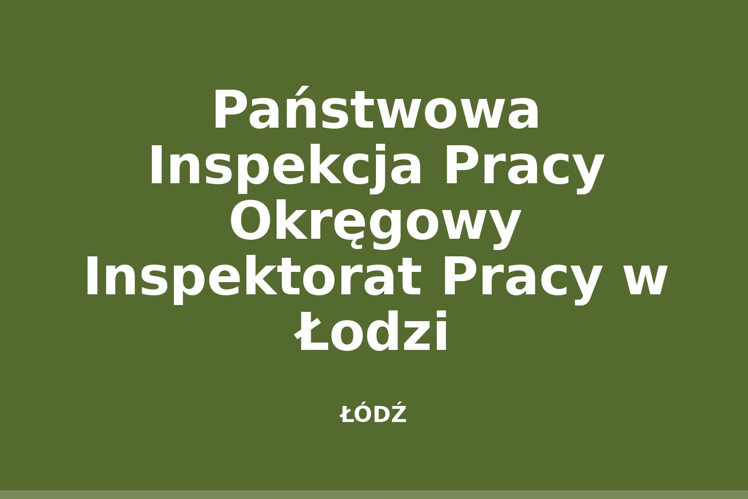 Państwowa Inspekcja Pracy Okręgowy Inspektorat Pracy w Łodzi